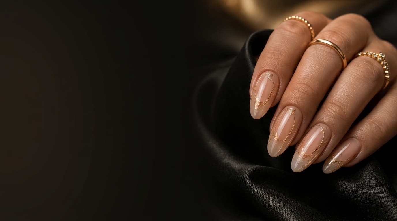 Unhas em Soft Gel impecáveis sobre cetim preto